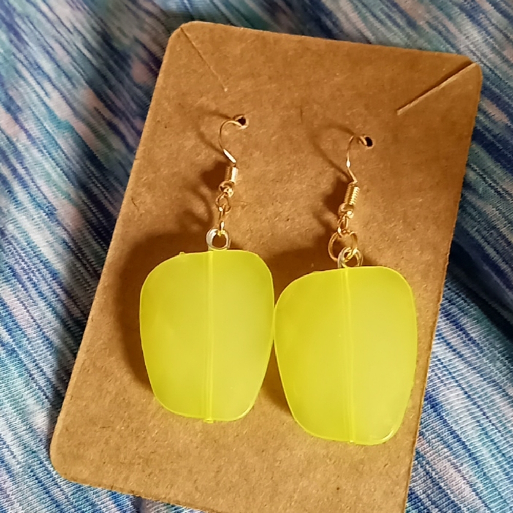 Hand crafted New lemon opaque neon crystal earrings bright bold statement
